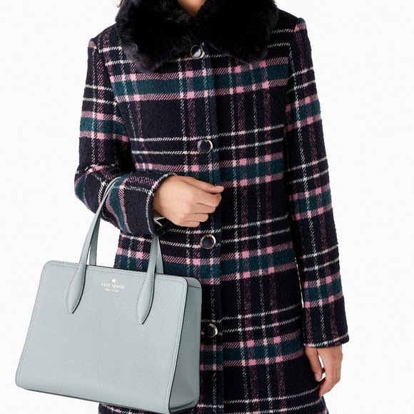 New Kate Spade Rowe Medium Top Zip Satchel in Pebble Leather Avalon Mist - Picture 2 of 4